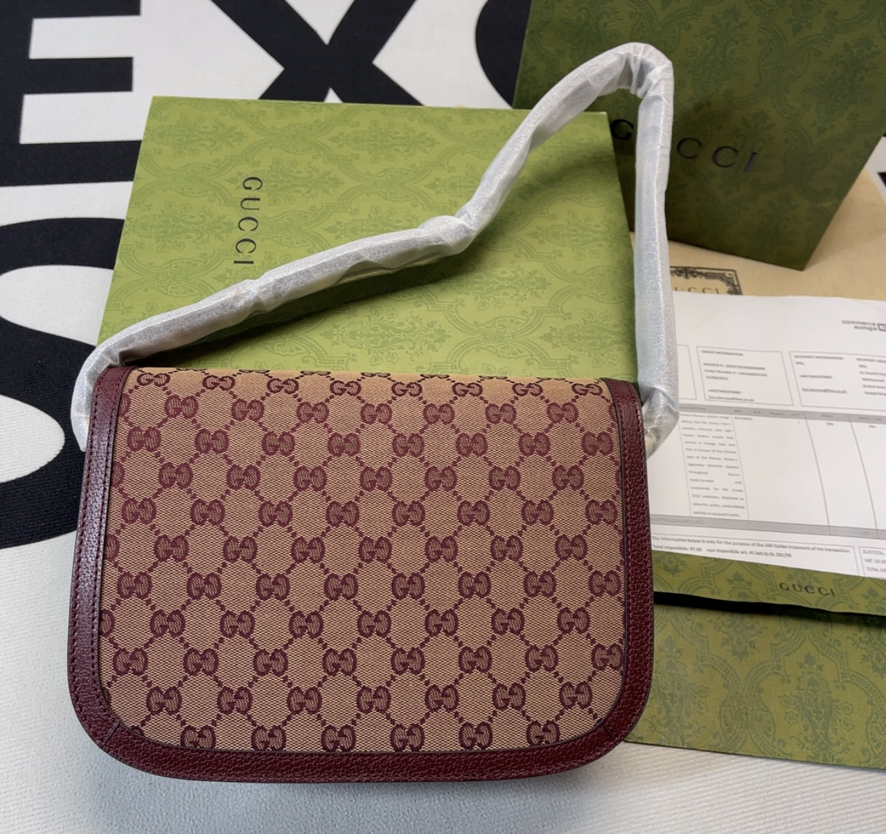 Gucci Horsebit 1955 Shoulder Bag Beige And Ivory For Women, Women’s Bags 9.8in/25cm GG