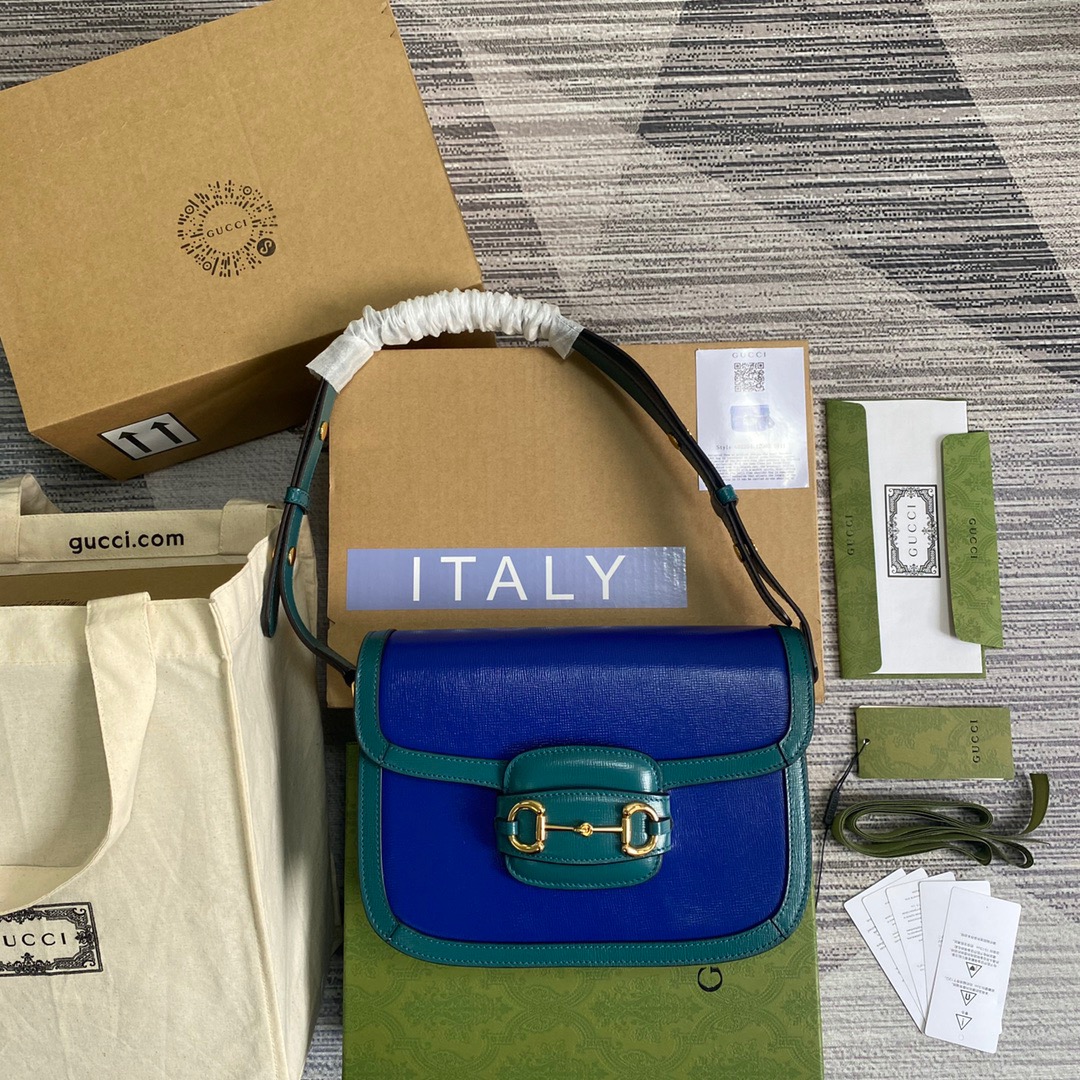 Gucci Horsebit 1955 Shoulder Bag Blue For Women, Women’s Bags 9.8in/25cm GG