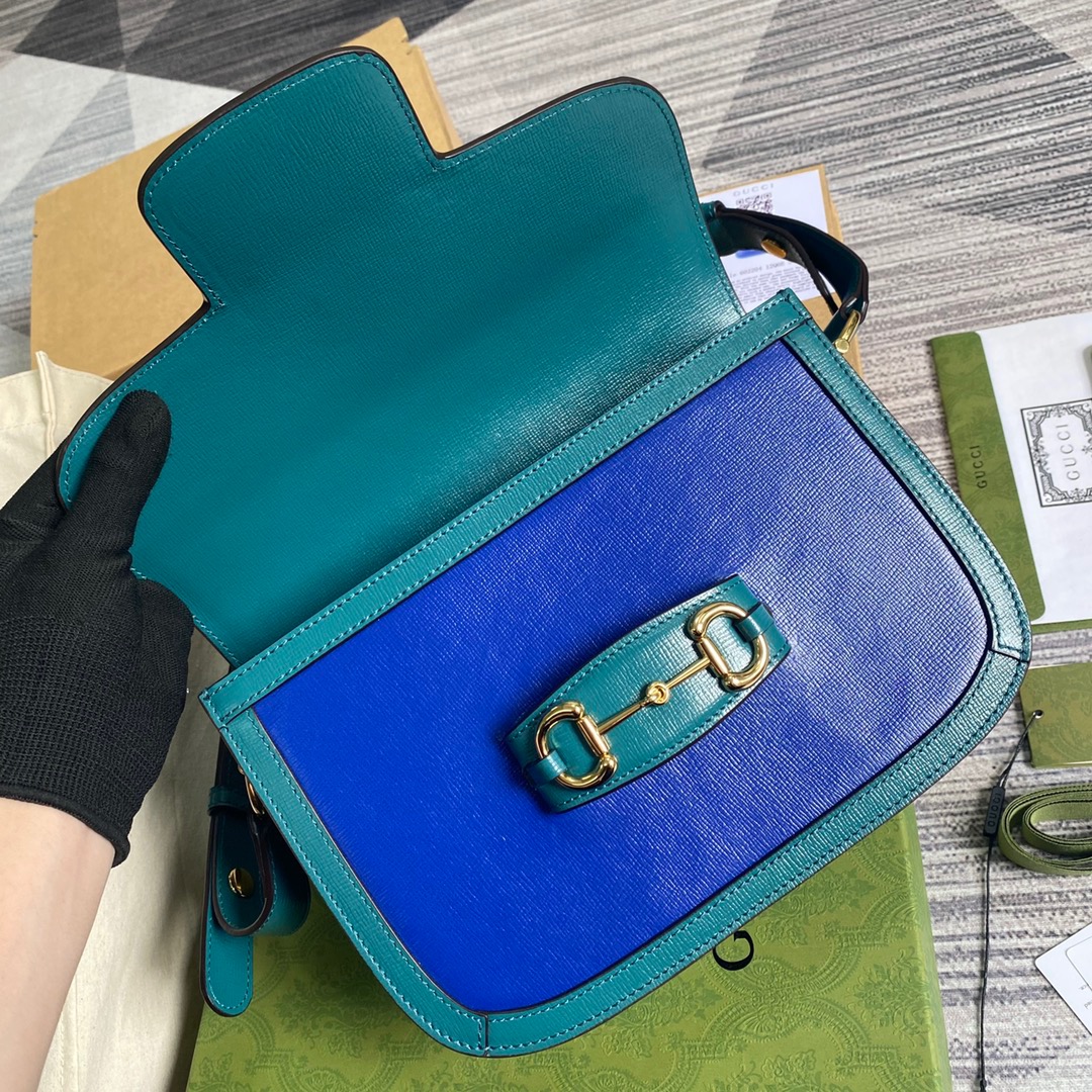 Gucci Horsebit 1955 Shoulder Bag Blue For Women, Women’s Bags 9.8in/25cm GG