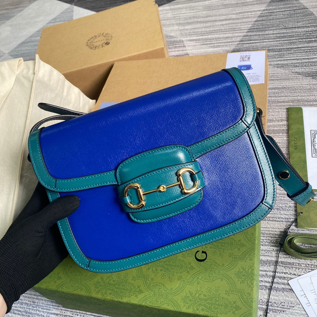 Gucci Horsebit 1955 Shoulder Bag Blue For Women, Women’s Bags 9.8in/25cm GG