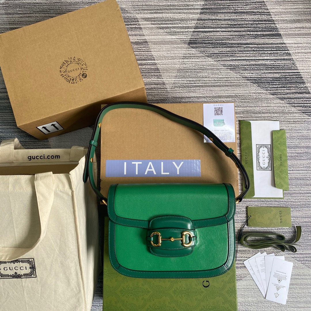Gucci Horsebit 1955 Shoulder Bag Green For Women, Women’s Bags 9.8in/25cm GG