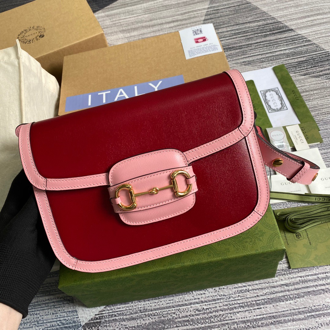 Gucci Horsebit 1955 Shoulder Bag Red For Women, Women’s Bags 9.8in/25cm GG 