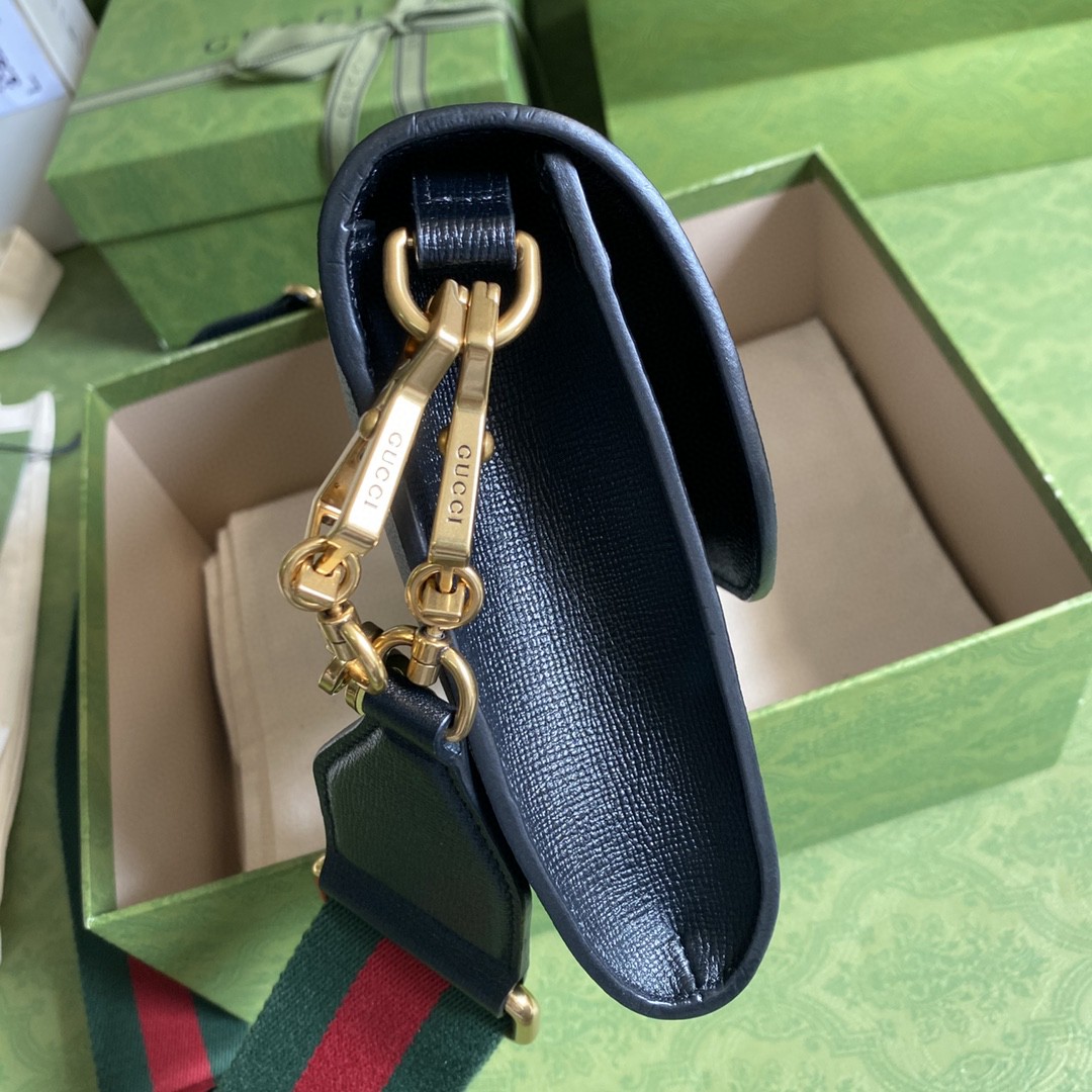 Gucci Horsebit 1955 Small Bag Black For Women 10.2in/26cm 677286 18YSX 1060
