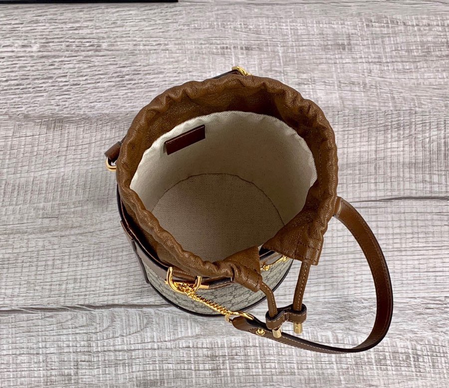Gucci Horsebit 1955 Small Bucket Bag In GG Supreme Canvas Brown For Women 7.5in/19cm GG 637115 92TPG 8563