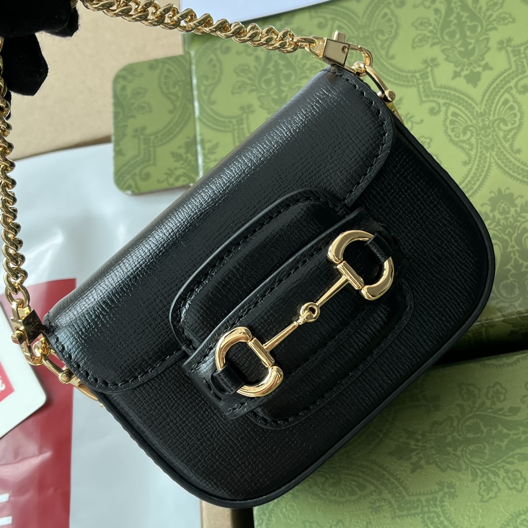Gucci Horsebit 1955 Strap Wallet Black For Women, Women’s Bags 4.7in/12cm GG 699760 18YSG 1060