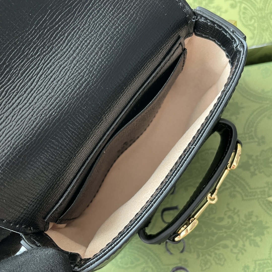 Gucci Horsebit 1955 Strap Wallet Black For Women, Women’s Bags 4.7in/12cm GG 699760 18YSG 1060