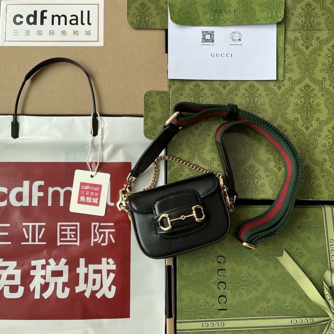 Gucci Horsebit 1955 Strap Wallet Black For Women, Women’s Bags 4.7in/12cm GG 699760 18YSG 1060