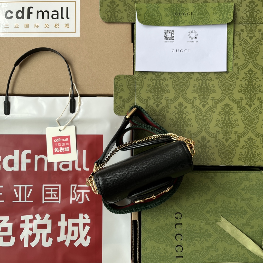 Gucci Horsebit 1955 Strap Wallet Black For Women, Women’s Bags 4.7in/12cm GG 699760 18YSG 1060
