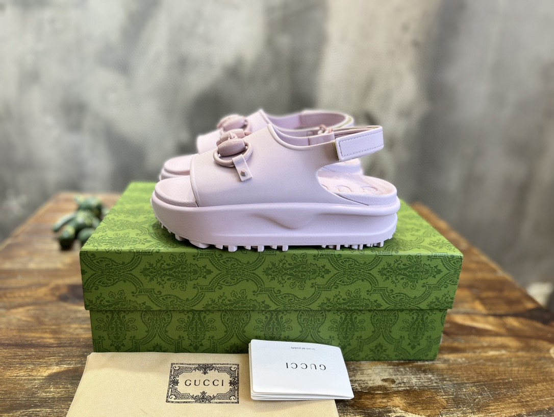 Gucci Horsebit Flatform Sandal Purple For Women 742435 JAAC9 6816