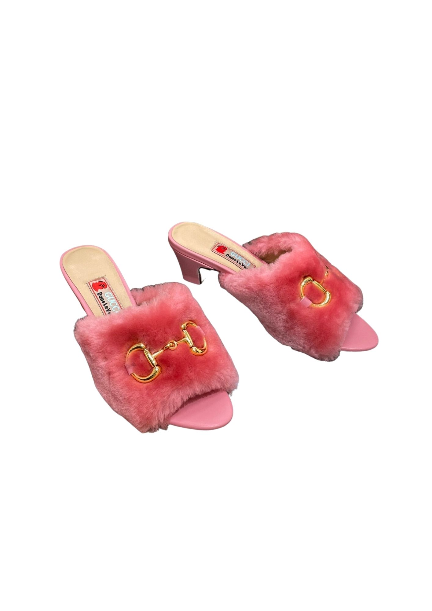 Gucci Horsebit Slide Sandal With Fur Pink For Women