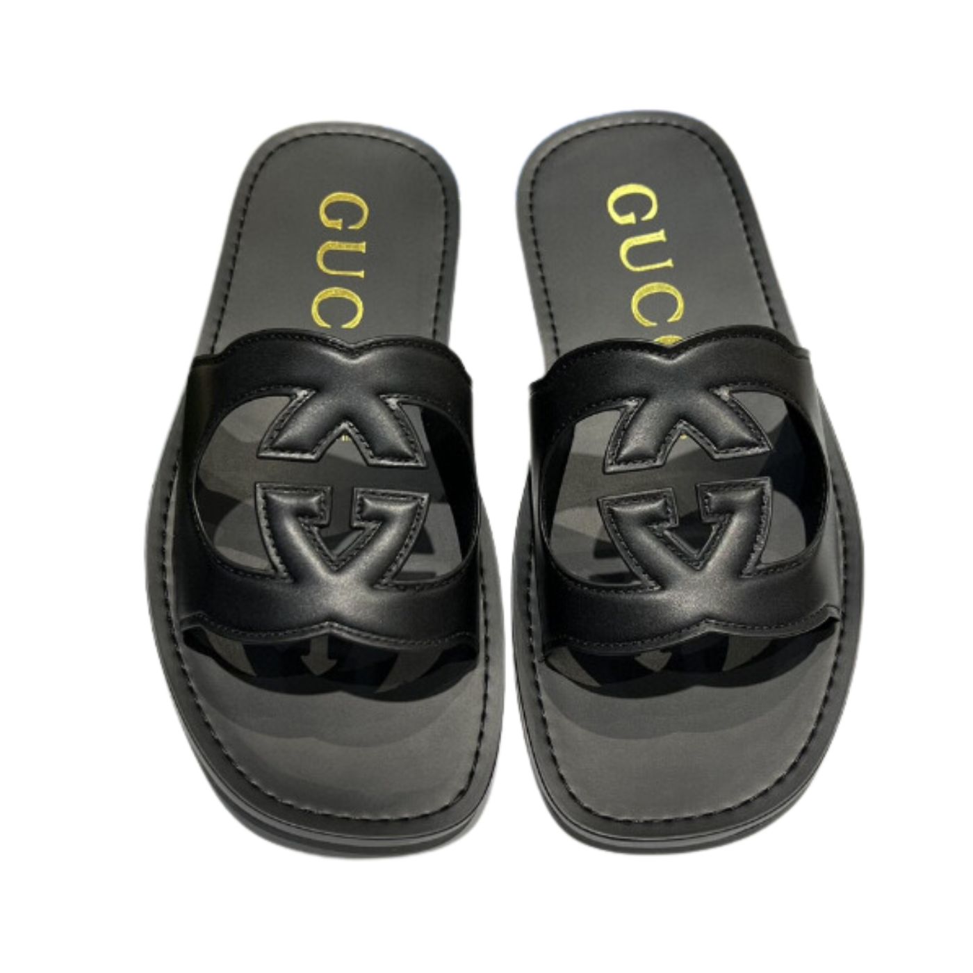 Gucci Interlocking-G Cut-Out Slide Sandal Black For Men