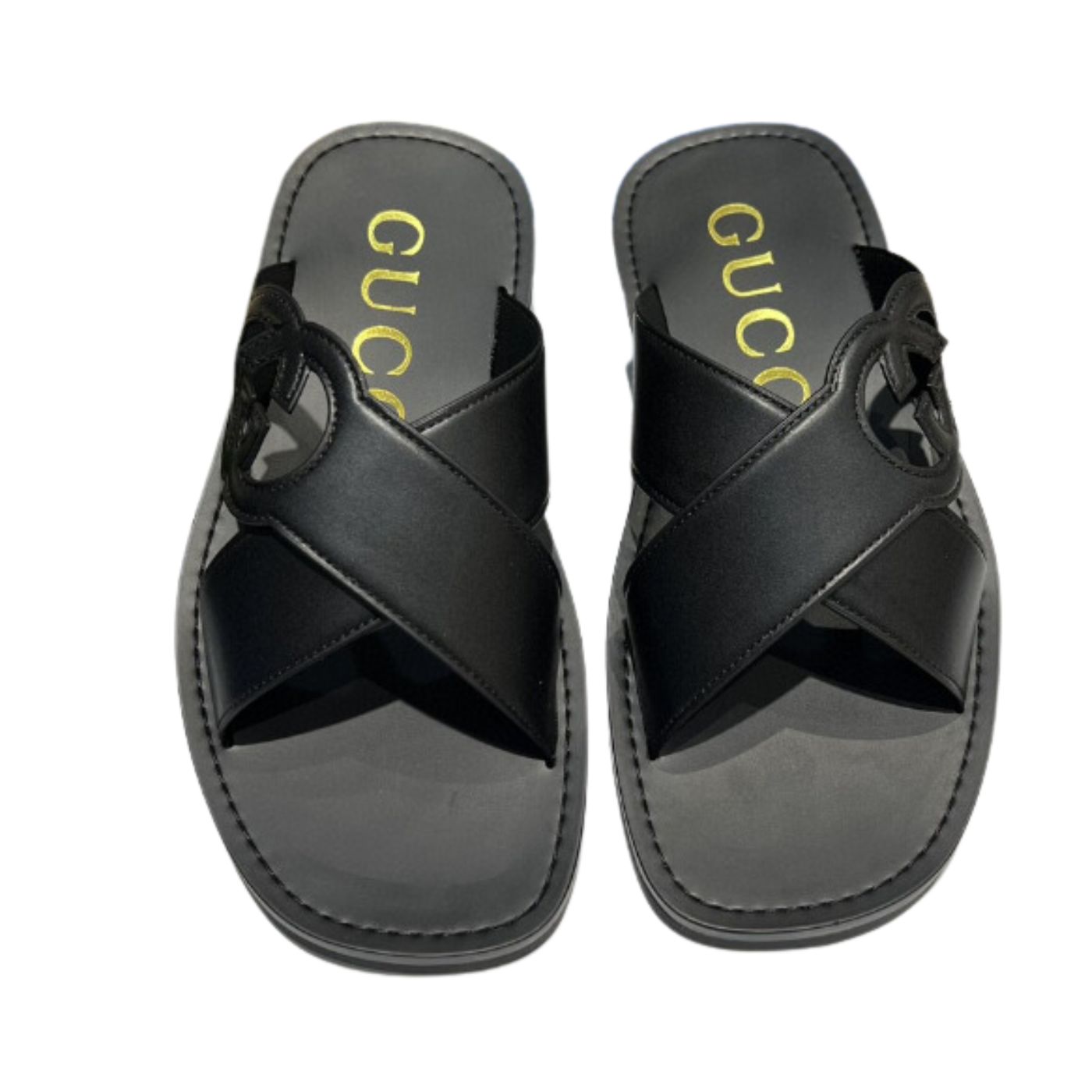Gucci Interlocking-G Slide Sandal Black For Men 738471 US000 1000