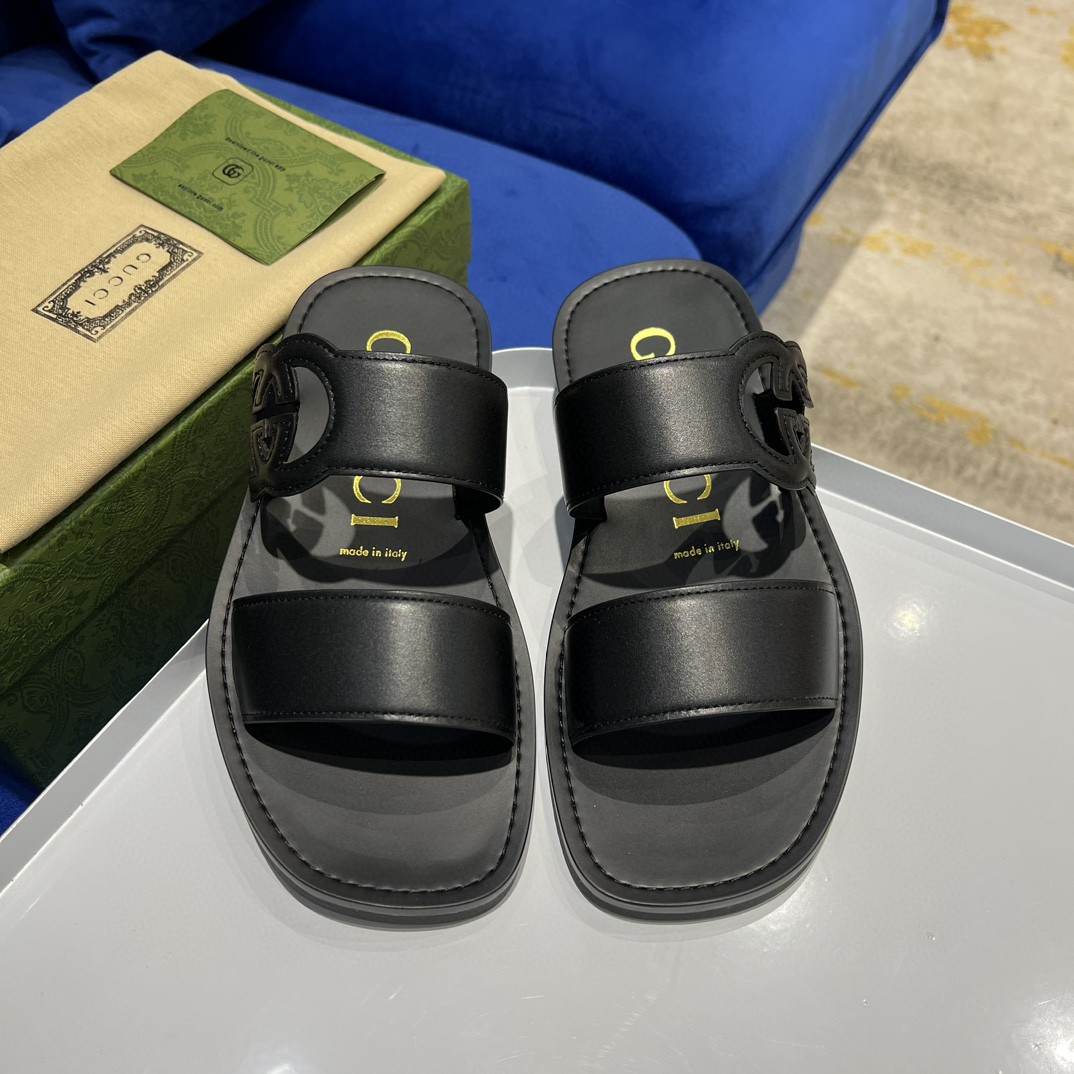 Gucci Interlocking-G Slide Sandal Black For Men