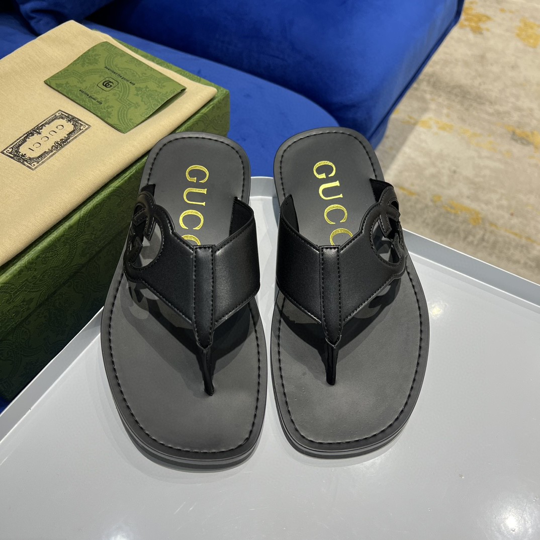 Gucci Interlocking-G Thong Sandal Black For Men