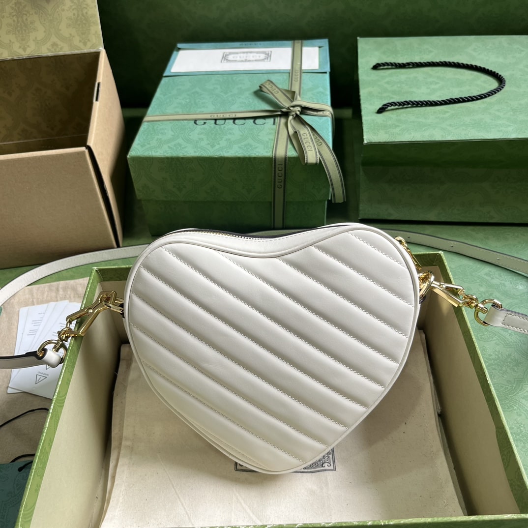 Gucci Interlocking G Mini Heart Shoulder Bag Red/White/Black For Women 20cm / 7.9in 751628 AACCL 6433