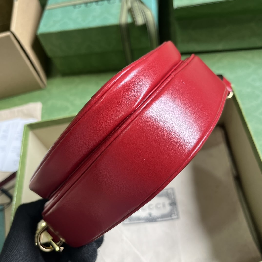 Gucci Interlocking G Mini Heart Shoulder Bag Red/White/Black For Women 20cm / 7.9in 751628 AACCL 6433