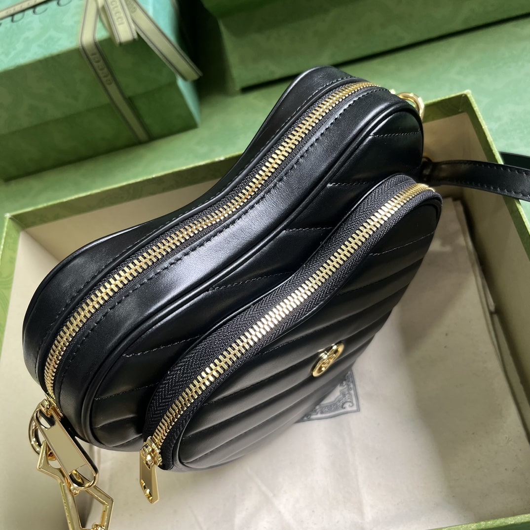 Gucci Interlocking G Mini Heart Shoulder Bag Red/White/Black For Women 20cm / 7.9in 751628 AACCL 6433