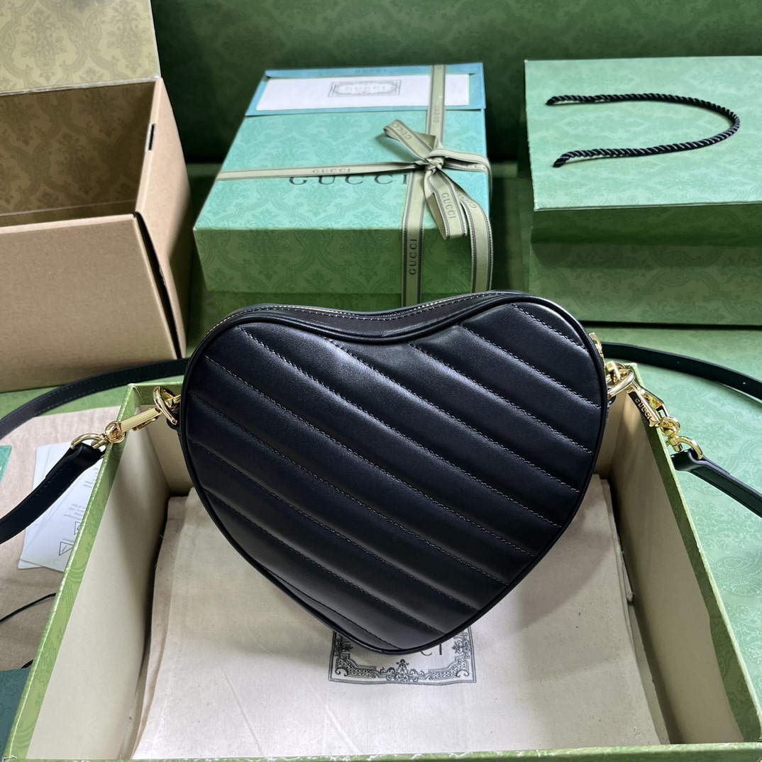 Gucci Interlocking G Mini Heart Shoulder Bag Red/White/Black For Women 20cm / 7.9in 751628 AACCL 6433