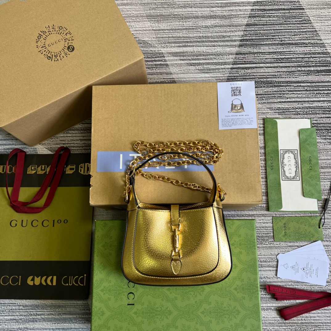 Gucci Jackie 1961 Lizard Mini Bag Gold For Women, Women’s Bags 7.5in/19cm GG ?
