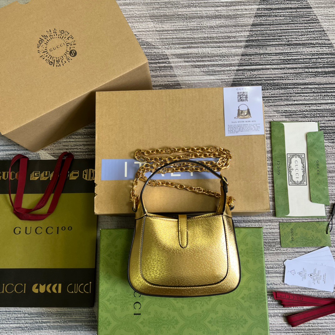 Gucci Jackie 1961 Lizard Mini Bag Gold For Women, Women’s Bags 7.5in/19cm GG ?
