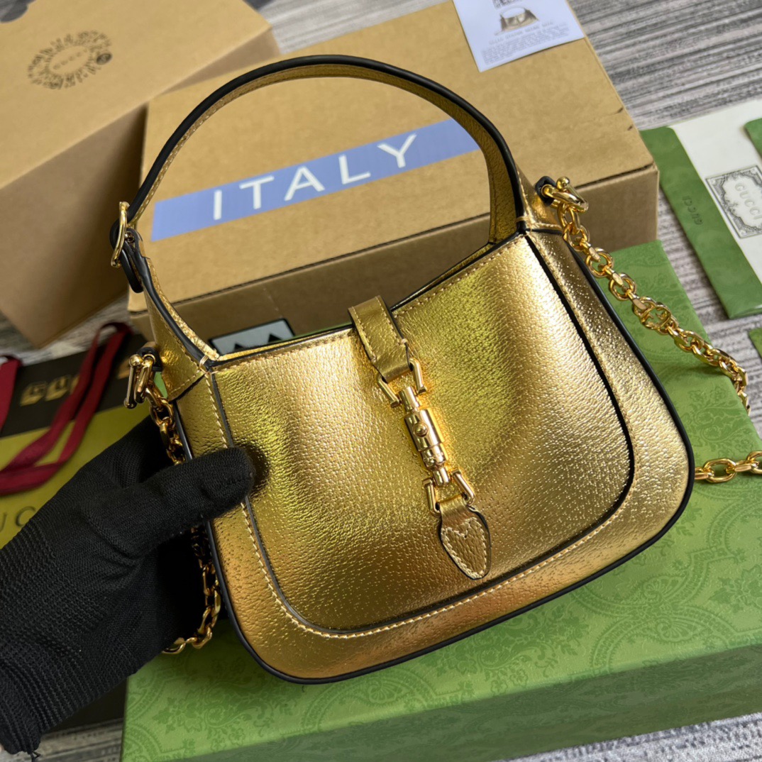 Gucci Jackie 1961 Lizard Mini Bag Gold For Women, Women’s Bags 7.5in/19cm GG ?