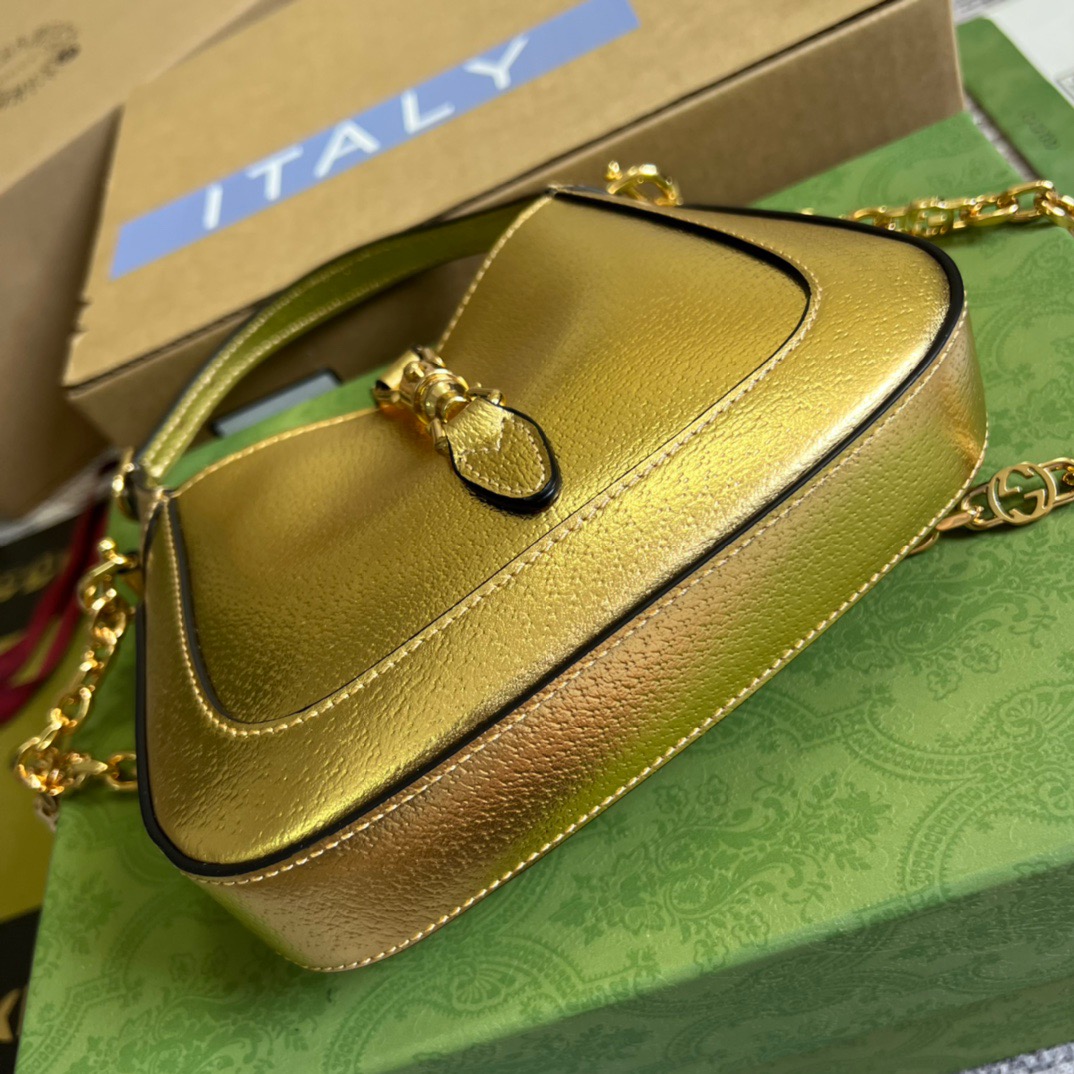 Gucci Jackie 1961 Lizard Mini Bag Gold For Women, Women’s Bags 7.5in/19cm GG ?