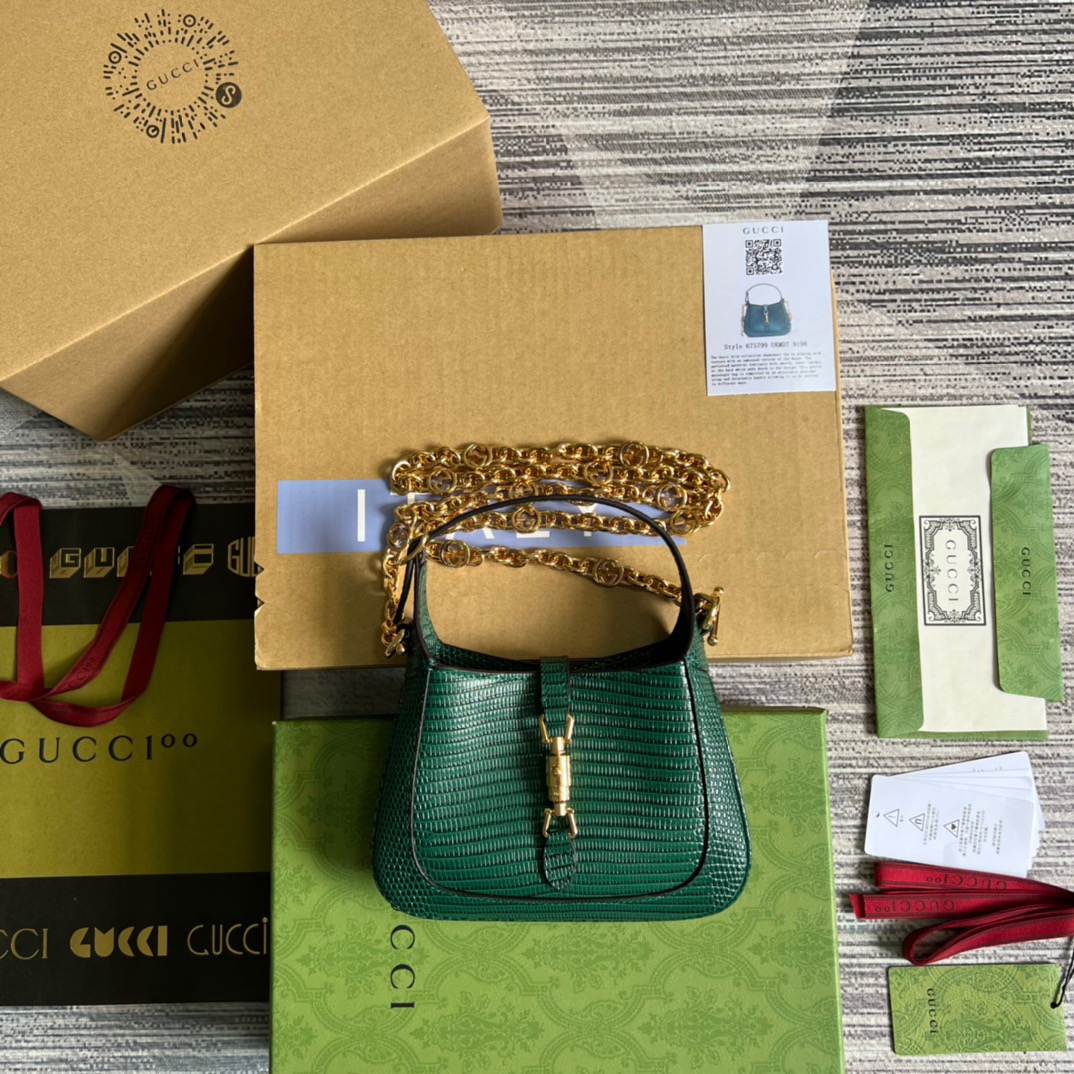 Gucci Jackie 1961 Lizard Mini Bag Green For Women, Women’s Bags 7.5in/19cm GG ?