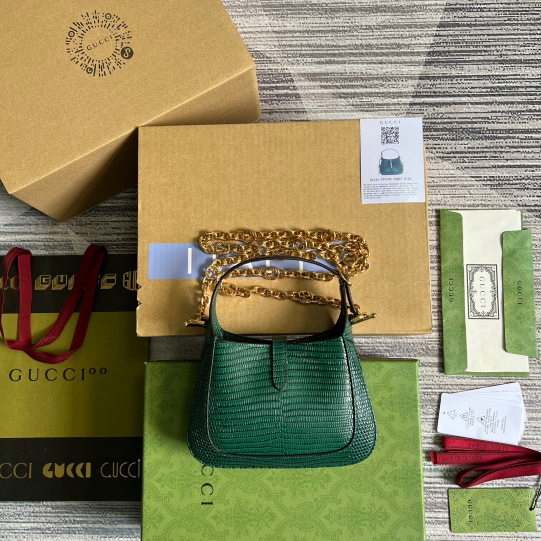 Gucci Jackie 1961 Lizard Mini Bag Green For Women, Women’s Bags 7.5in/19cm GG ?