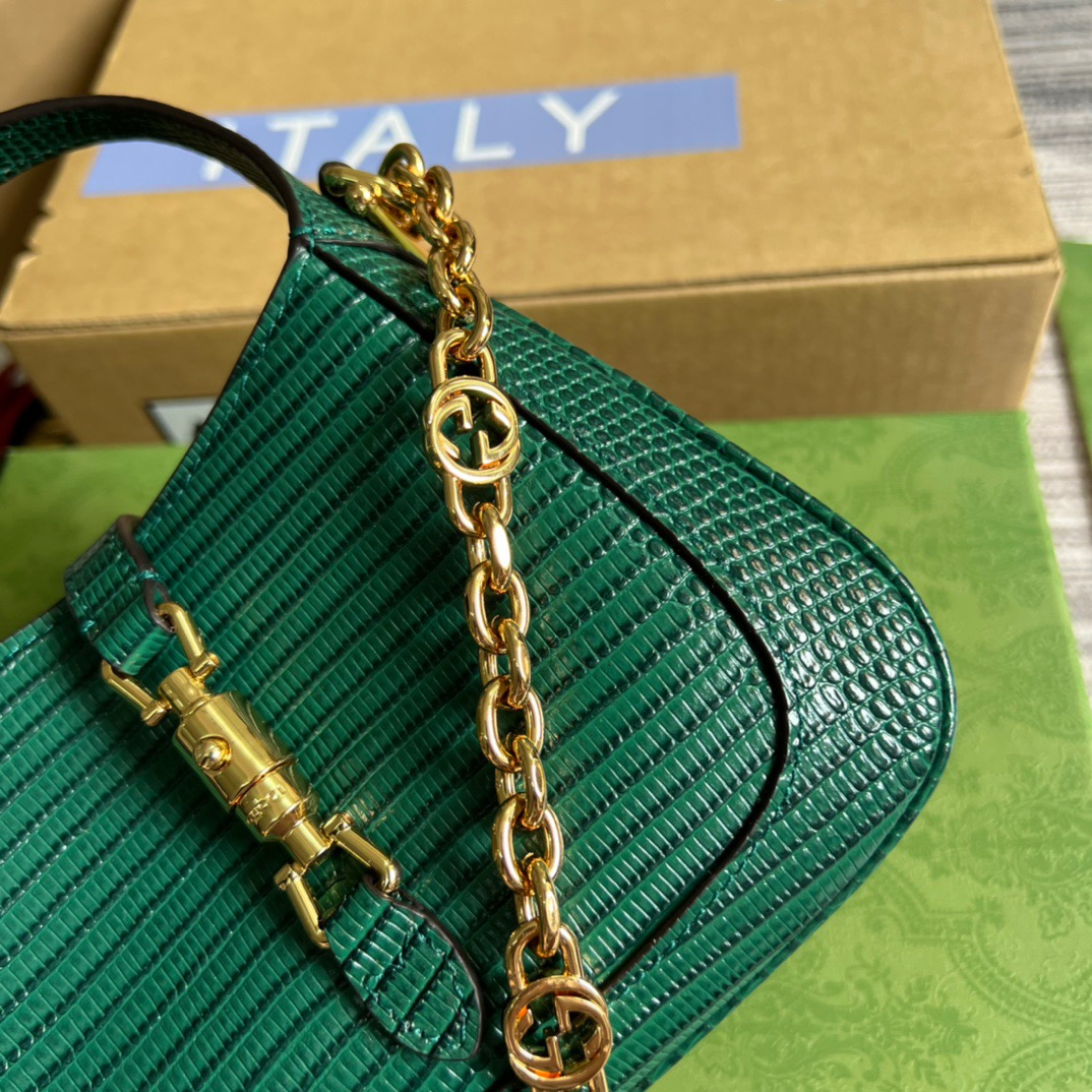 Gucci Jackie 1961 Lizard Mini Bag Green For Women, Women’s Bags 7.5in/19cm GG ?