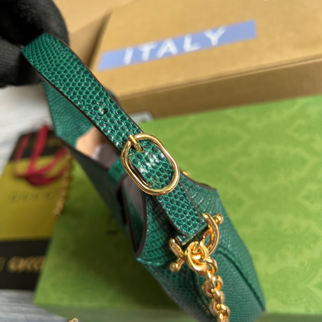 Gucci Jackie 1961 Lizard Mini Bag Green For Women, Women’s Bags 7.5in/19cm GG ?