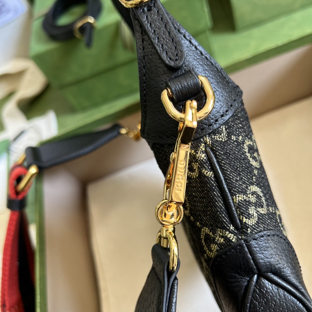 Gucci Jackie 1961 Mini Shoulder Bag Black And Ivory GG Denim Jacquard For Women 7.5in/19cm GG 685127 UN3AG 1294
