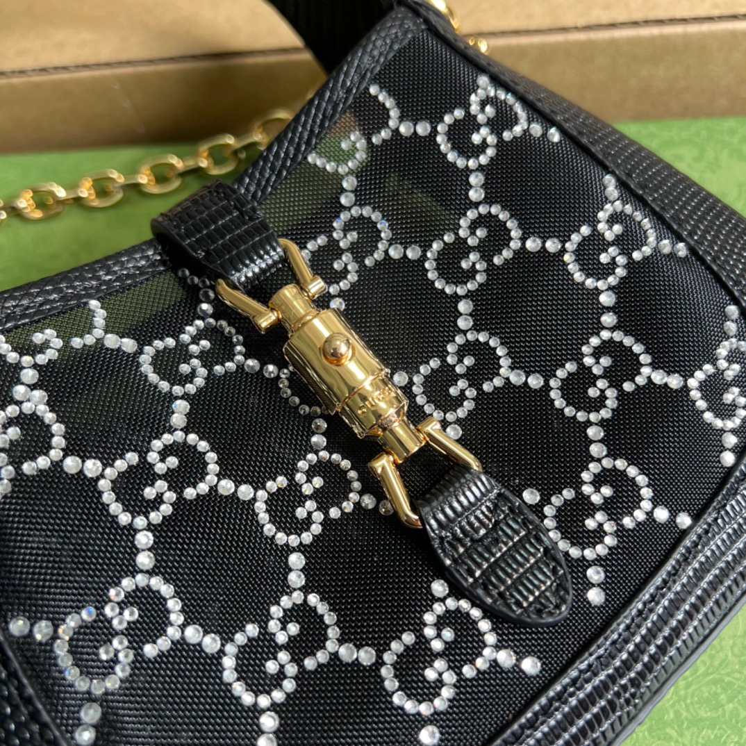 Gucci Jackie 1961 Mini Shoulder Bag Black For Women, Women’s Bags 7.5in/19cm GG