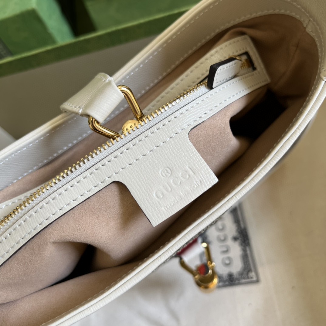 Gucci Jackie 1961 Small Shoulder Bag Beige And Ebony GG Supreme Canvas For Women 11in/28cm 636706 HUHHG 9794