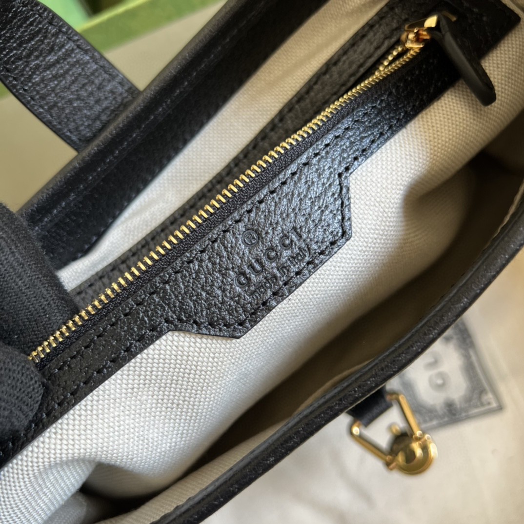 Gucci Jackie 1961 Small Shoulder Bag Black And Ivory GG Denim Jacquard For Women 11in/28cm 678843 UN3AG 1294