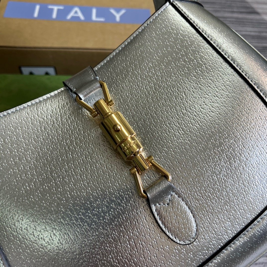 Gucci Jackie 1961 Small Shoulder Bag Silver For Women, Women’s Bags 10.8in/28cm GG