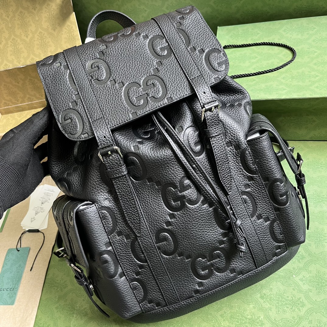 Gucci Jumbo Gg Backpack Green Khaki/Black For Women 38.5cm / 15.1in 625770 AABZF 3341