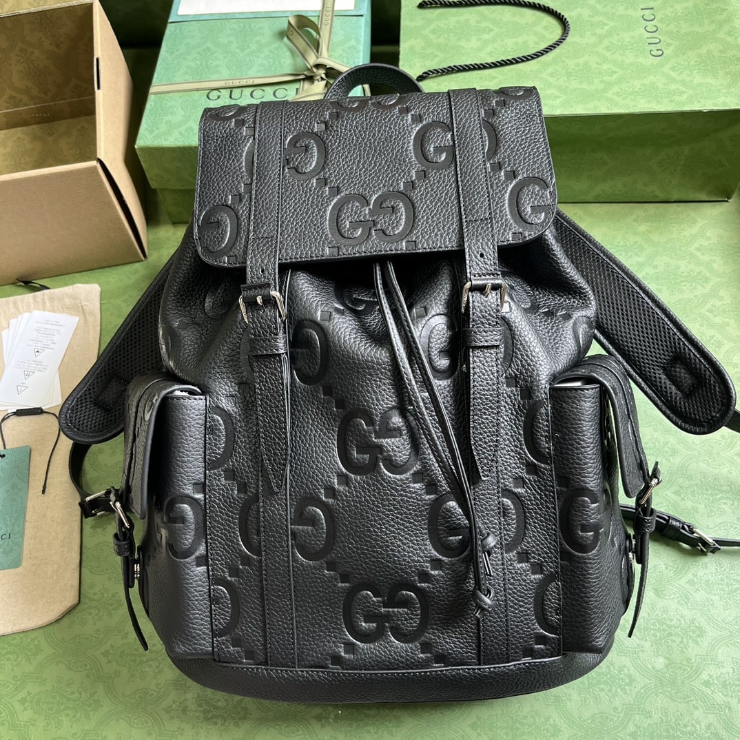 Gucci Jumbo Gg Backpack Green Khaki/Black For Women 38.5cm / 15.1in 625770 AABZF 3341