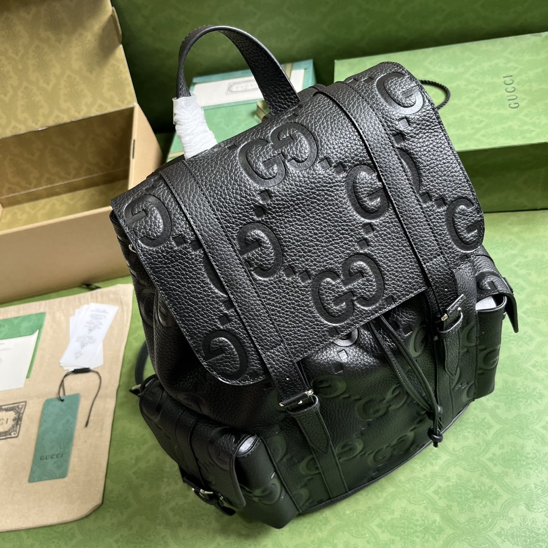 Gucci Jumbo Gg Backpack Green Khaki/Black For Women 38.5cm / 15.1in 625770 AABZF 3341