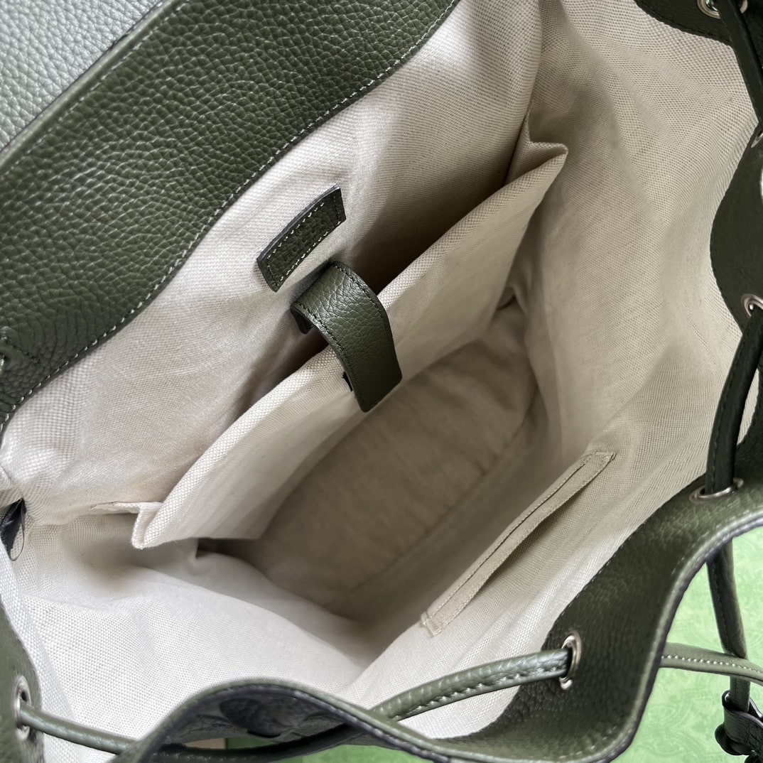 Gucci Jumbo Gg Backpack Green Khaki/Black For Women 38.5cm / 15.1in 625770 AABZF 3341