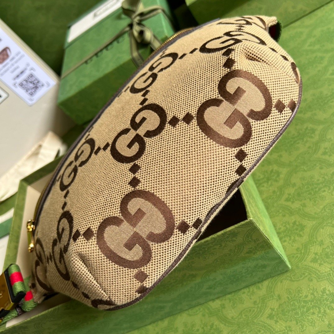 Gucci Jumbo GG Belt Bag Camel And Ebony Jumbo GG Canvas For Women  15.3in/39cm GG 696031 UKMDG 2570