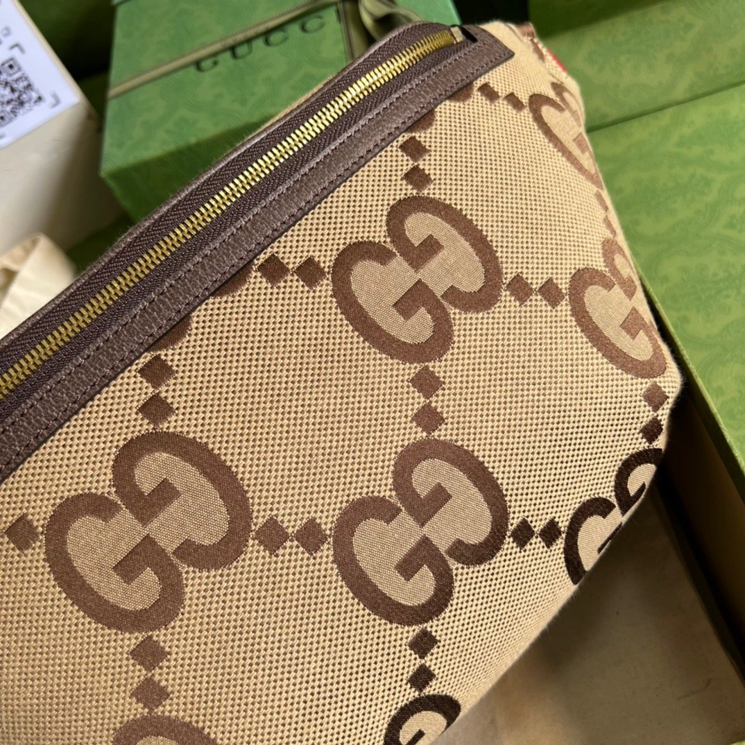 Gucci Jumbo GG Belt Bag Camel And Ebony Jumbo GG Canvas For Women  15.3in/39cm GG 696031 UKMDG 2570