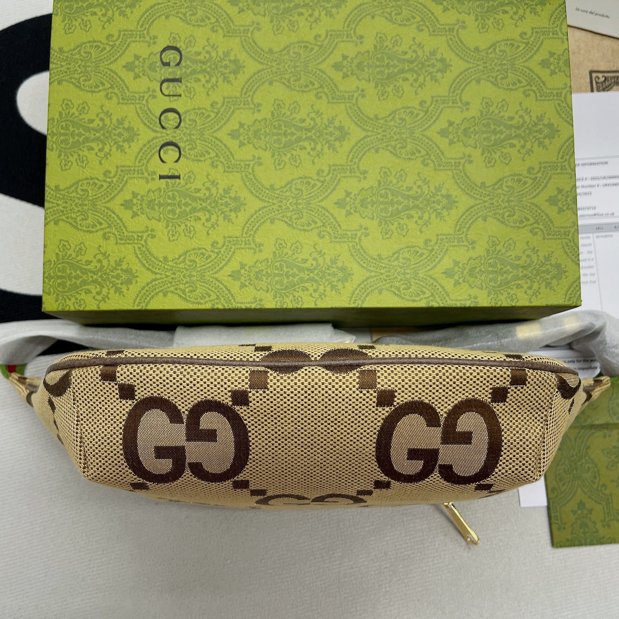 Gucci Jumbo GG Belt Bag Camel And Ebony Jumbo GG Canvas For Women  15.3in/39cm GG 696031 UKMDG 2570