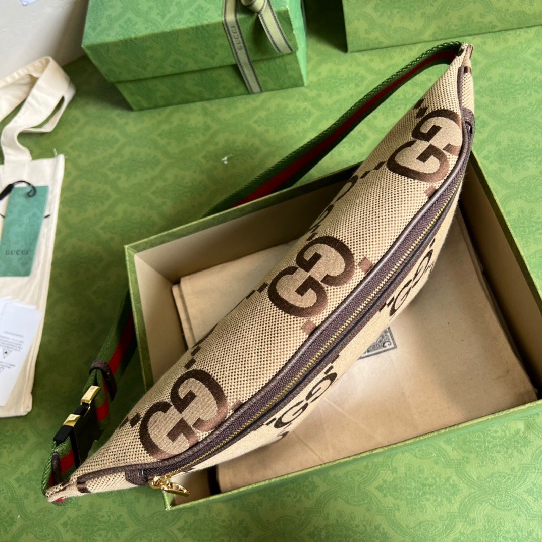 Gucci Jumbo GG Belt Bag Camel And Ebony Jumbo GG Canvas For Women  15.3in/39cm GG 696031 UKMDG 2570