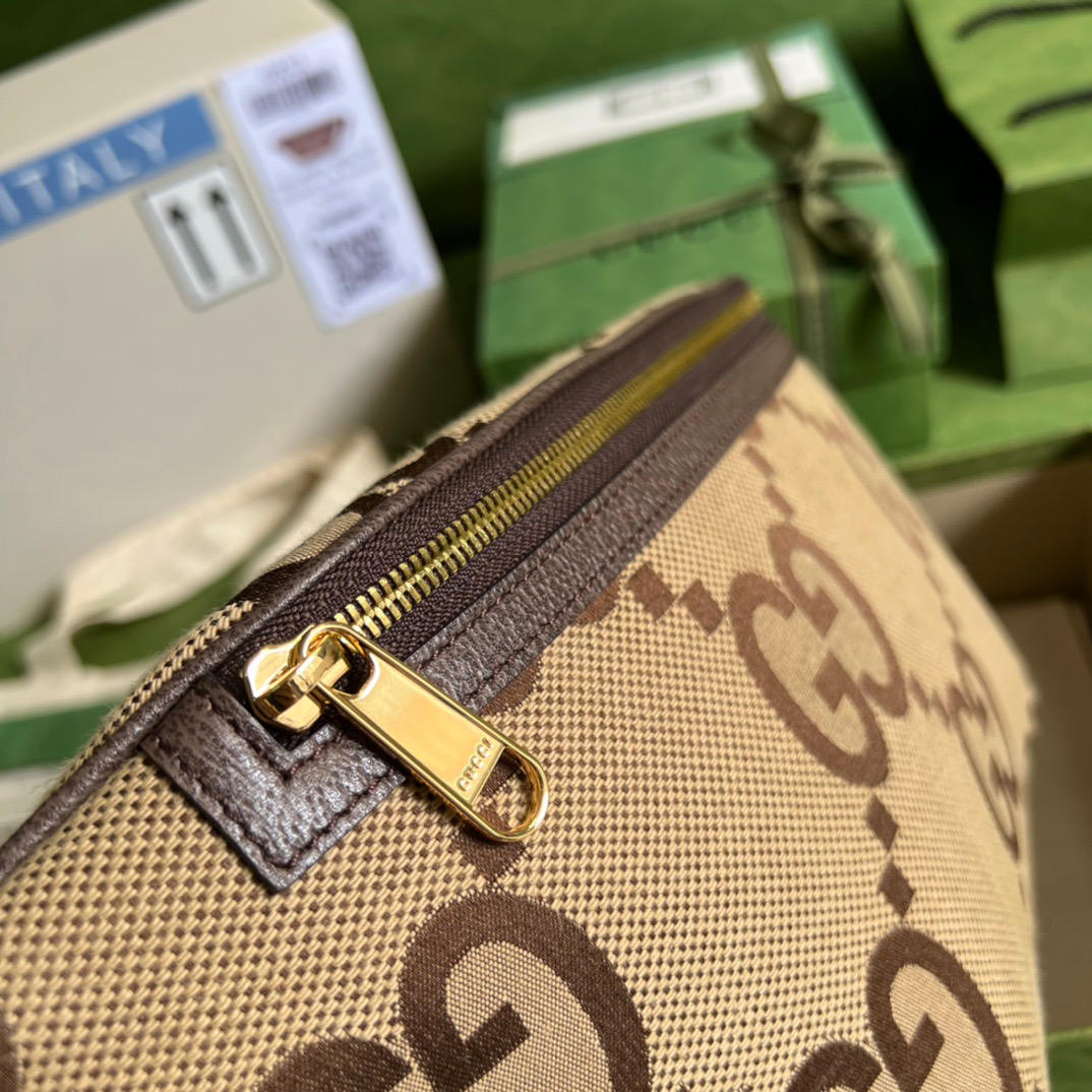 Gucci Jumbo GG Belt Bag Camel And Ebony Jumbo GG Canvas For Women  15.3in/39cm GG 696031 UKMDG 2570
