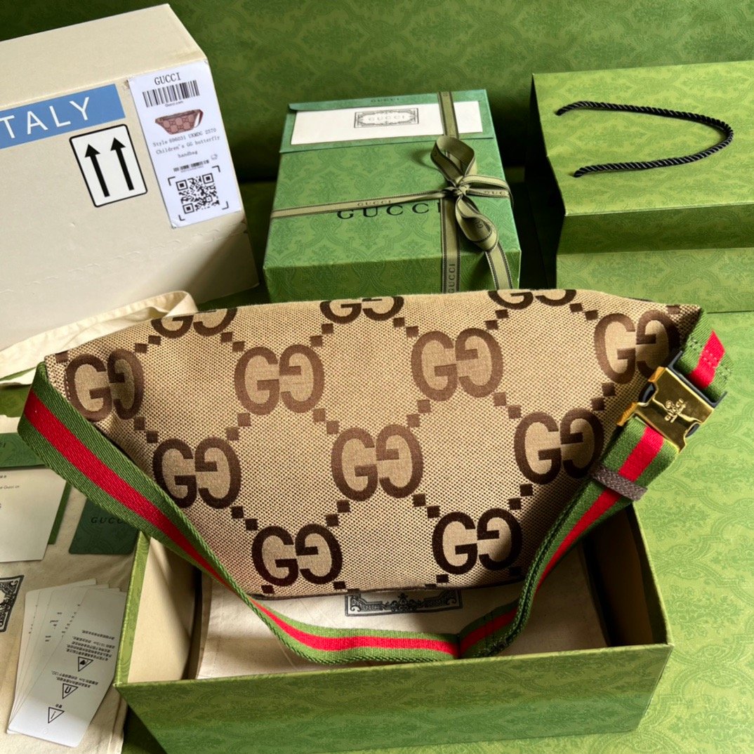 Gucci Jumbo GG Belt Bag Camel And Ebony Jumbo GG Canvas For Women  15.3in/39cm GG 696031 UKMDG 2570