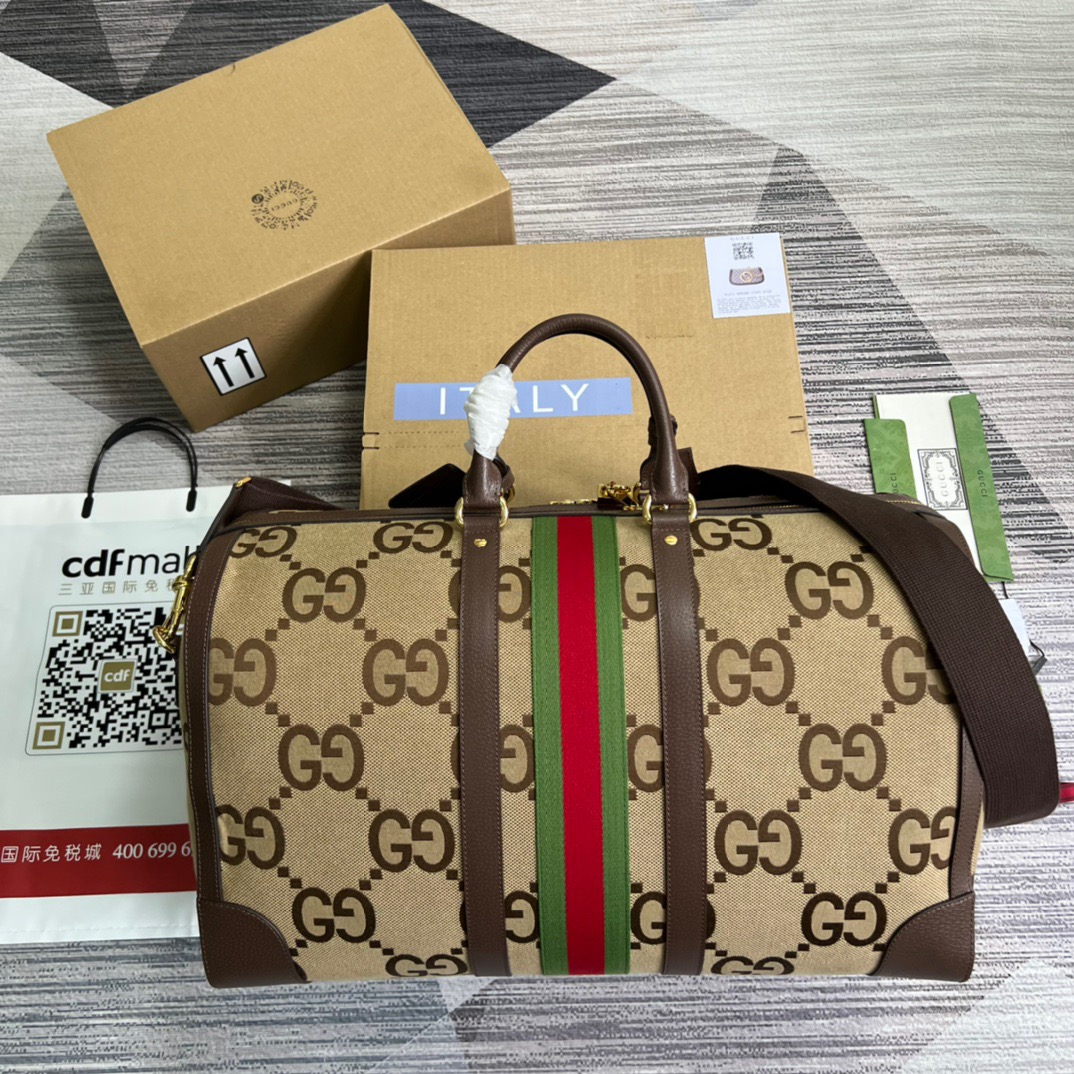 Gucci Jumbo GG Large Duffle Bag Brown For Men 20.5in/52cm 696039 UKMKG 8396