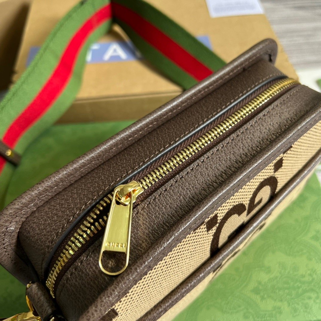 Gucci Jumbo GG Mini Bag Camel And Ebony Jumbo GG Canvas For Women  8.9in/22.5cm GG 696075 UKMDG 2570