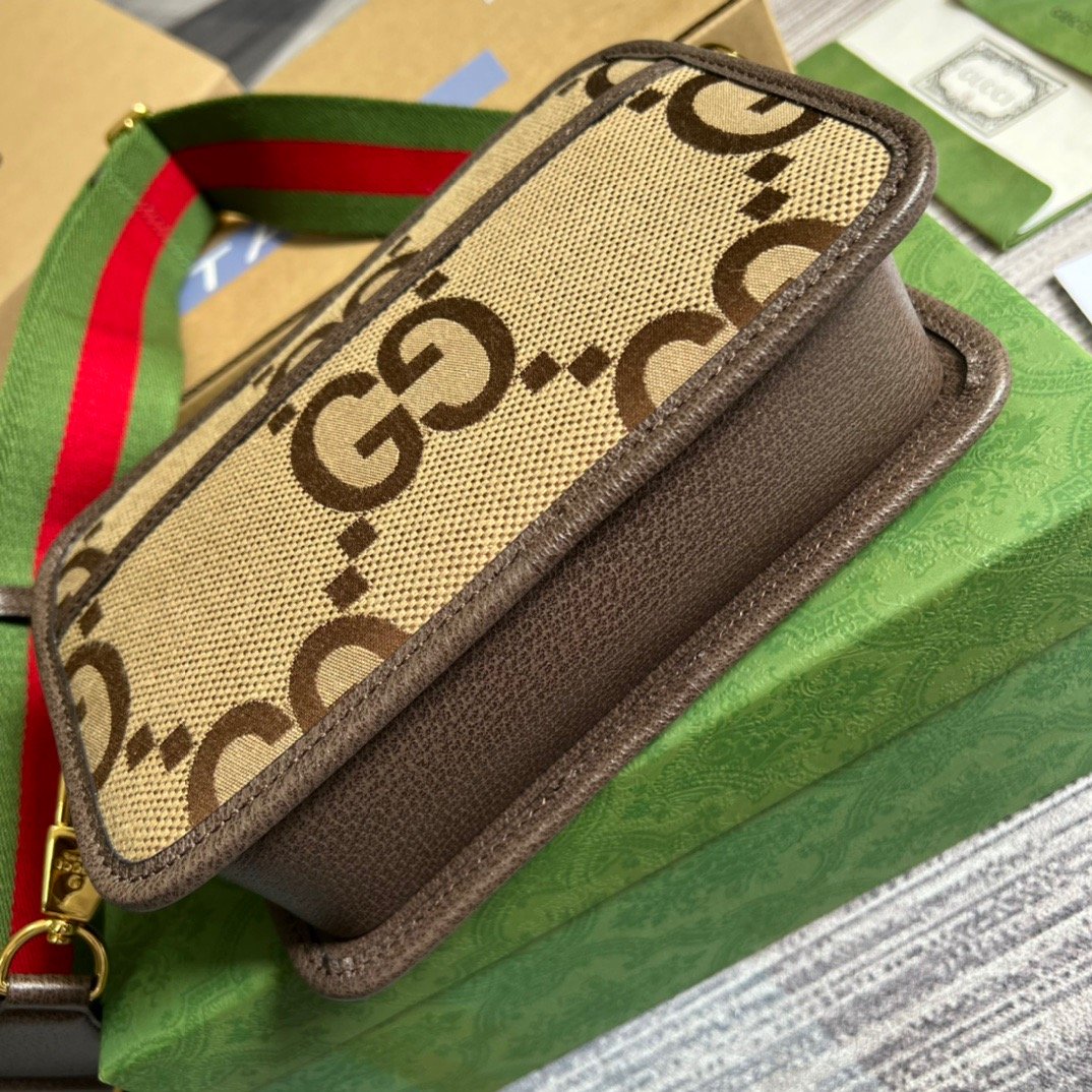 Gucci Jumbo GG Mini Bag Camel And Ebony Jumbo GG Canvas For Women  8.9in/22.5cm GG 696075 UKMDG 2570