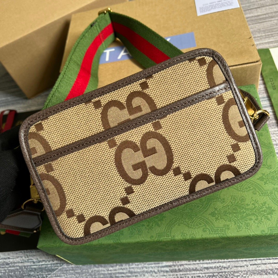 Gucci Jumbo GG Mini Bag Camel And Ebony Jumbo GG Canvas For Women  8.9in/22.5cm GG 696075 UKMDG 2570