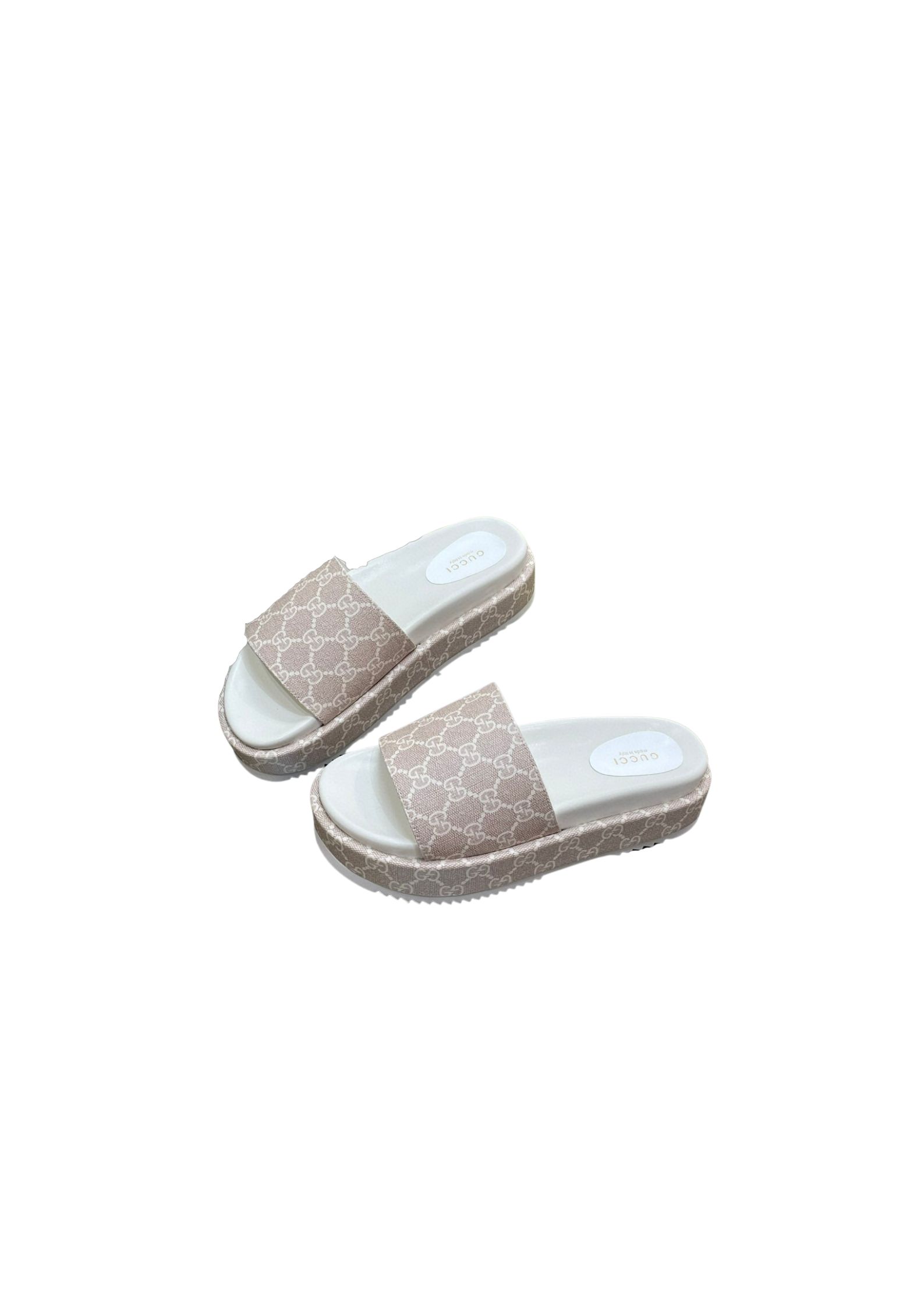 Gucci Jumbo Gg Platform Slide Sandal Beige For Women